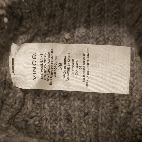 💕VINCE💕 Marled Knit Crew Neck Sweater Large Cozy Chic Wool Nylon Alpaca Blend - Picture 7 of 9